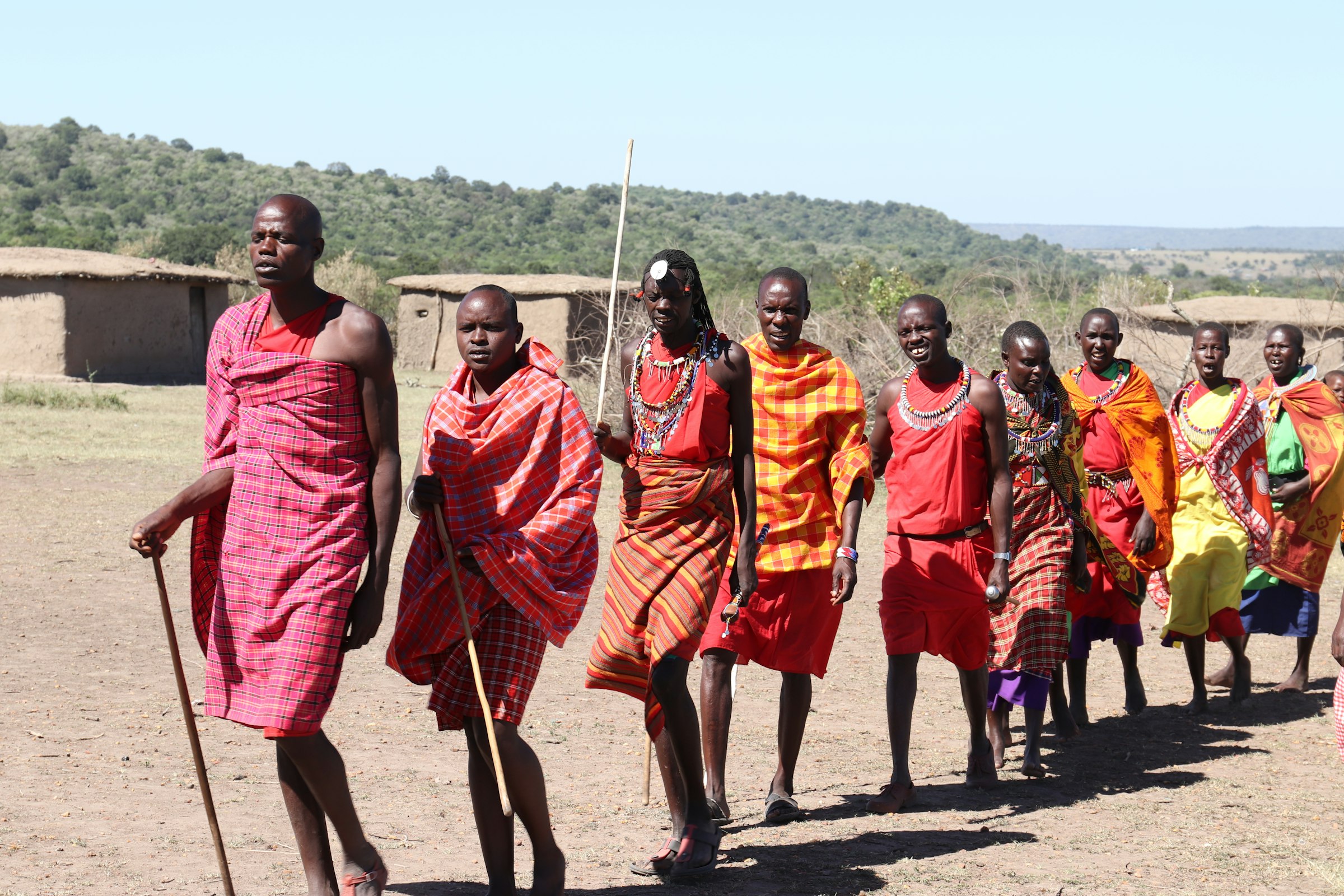 Maasai warriors at sunset